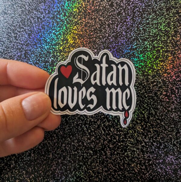 Satan Loves Me Goth Heart Sticker