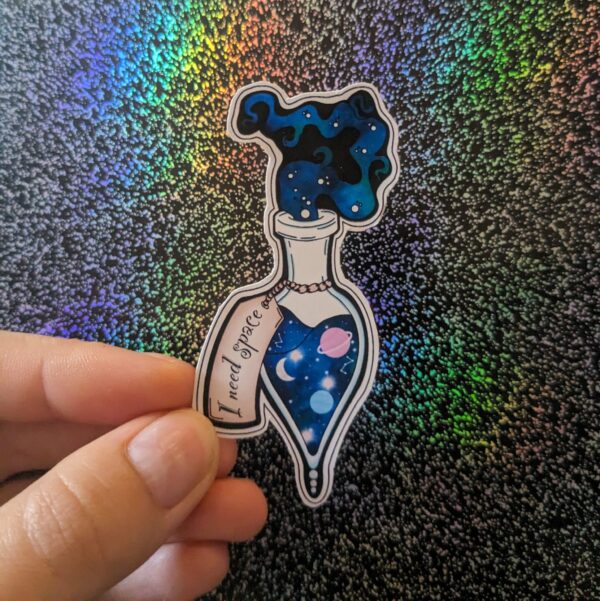 I Need Space Cosmic Potion Bottle Sticker