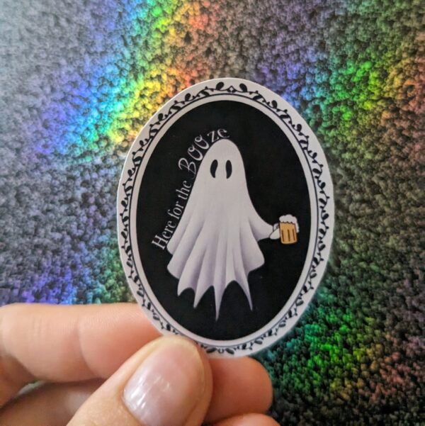 Here For The Booze Ghost Drinking Sticker