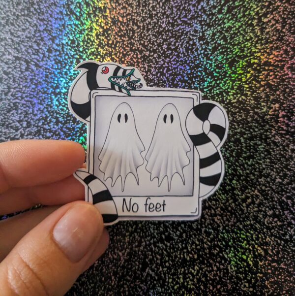 No Feet Beetlejuice Ghosts Polaroid Sticker