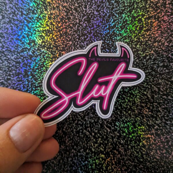 The Devil's Favourite Slut Neon Sign Sticker