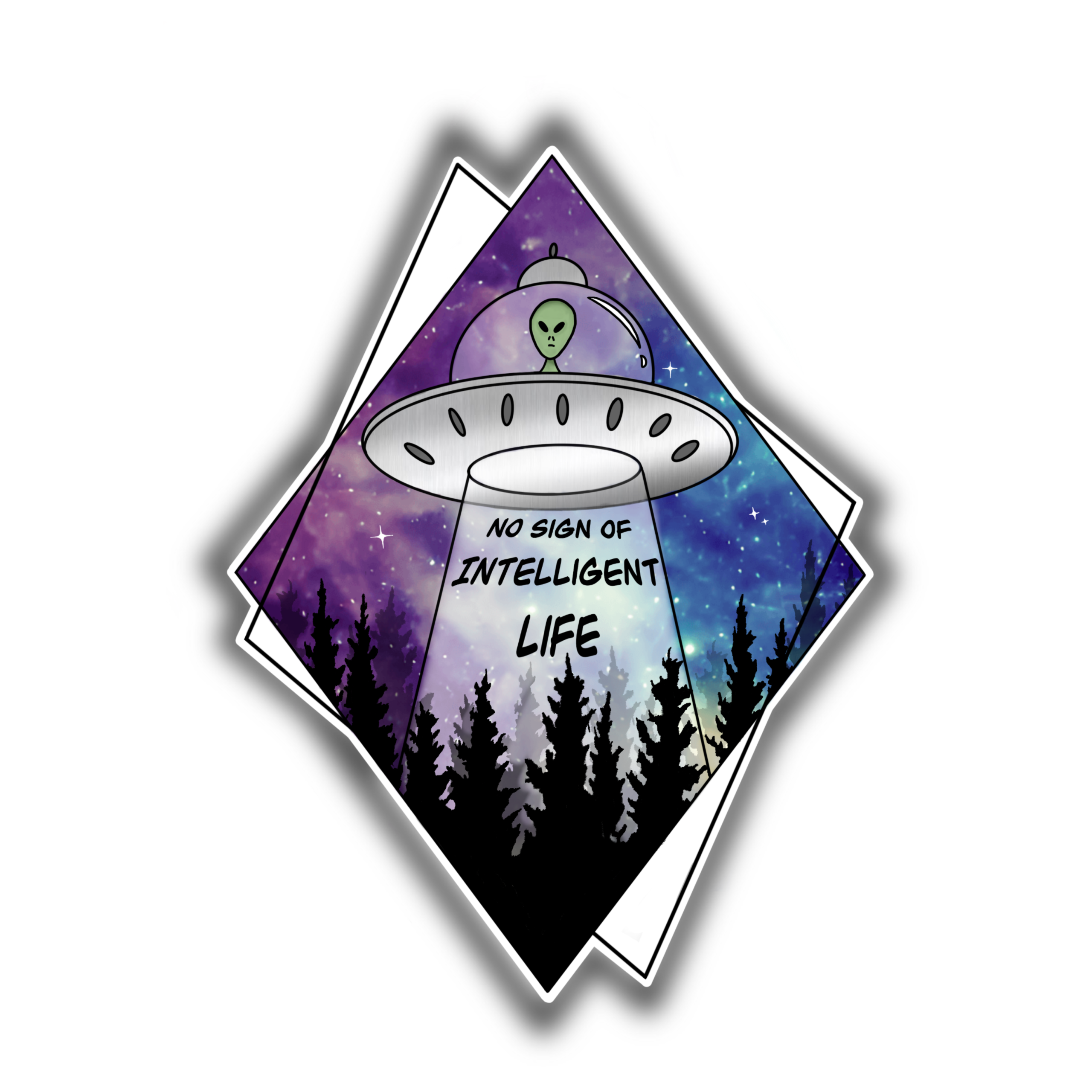 Funny Alien Sticker — No Sign of Intelligent Life UFO