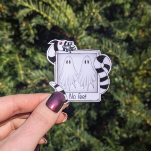 No Feet Beetlejuice Ghosts Polaroid Sticker